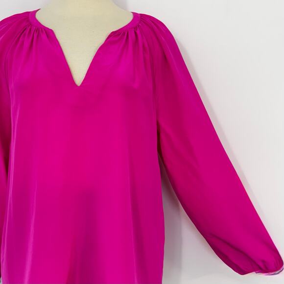 Lilly Pulitzer Leslie Silk Top Blouse Raz Berry Hot Pink Strappy Cutout Back L - Picture 3 of 14